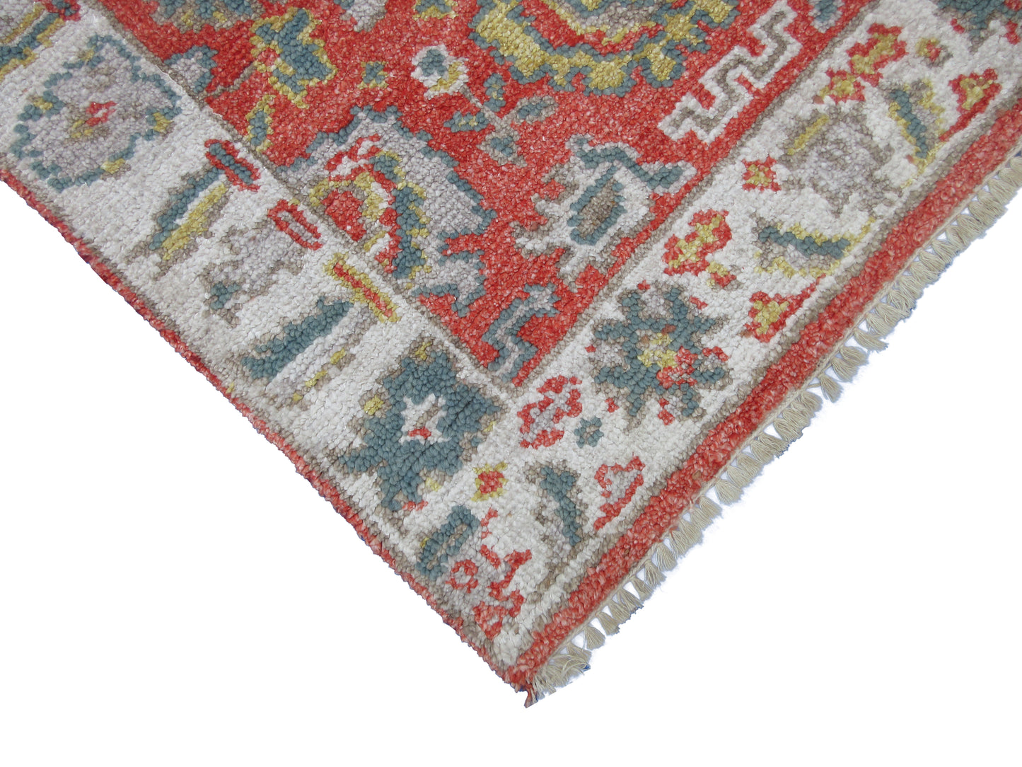 7.11X2.6 Feet Hand Knotted Runner Rug, Pure Bamboo Silk, Floral Pattern, Rust | Beige Area Rug