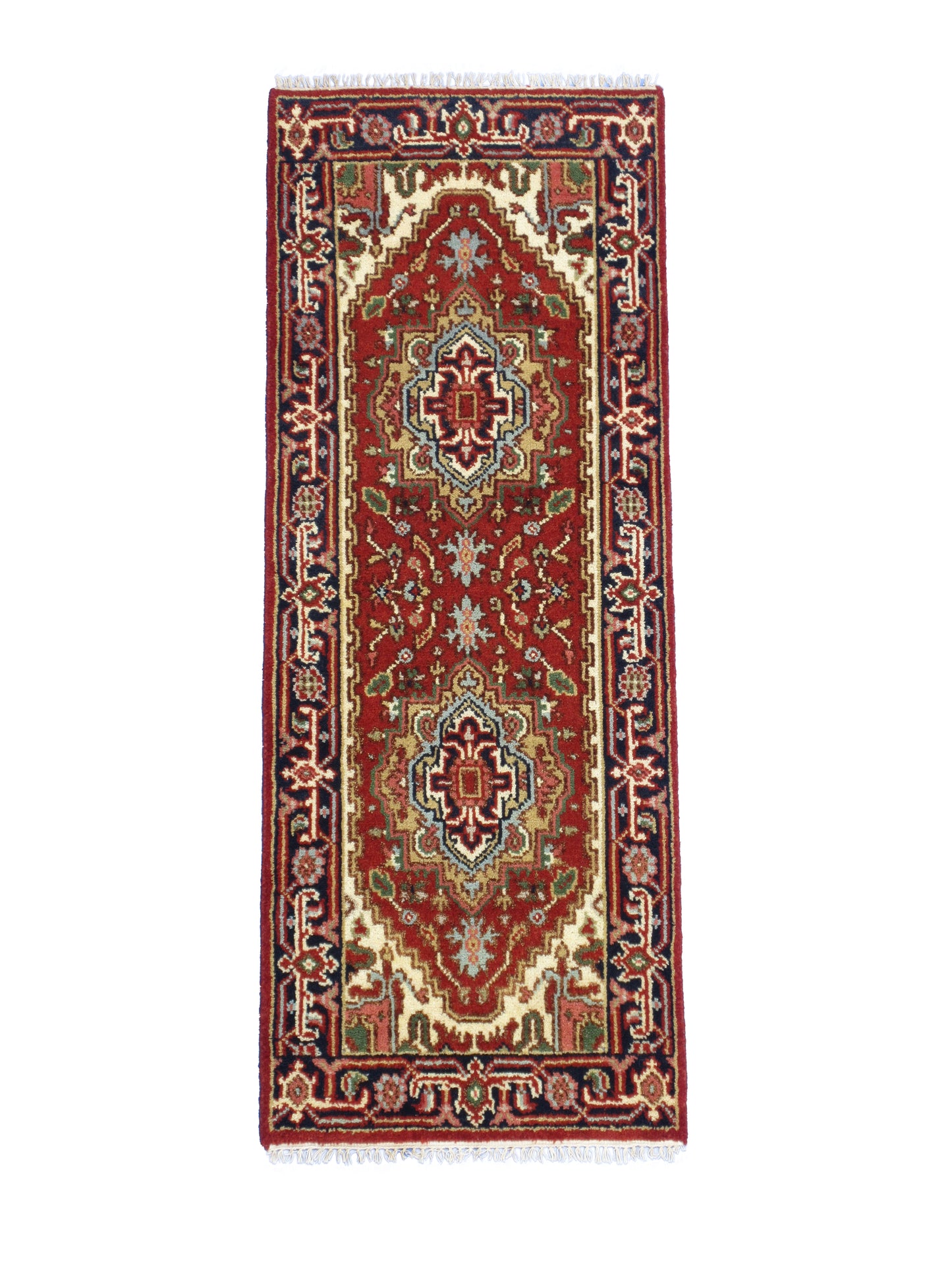 Hand-Knotted Traditional Serapi Runner Rug - 5.9' x 2.5' Pure Wool (Rust Blue)