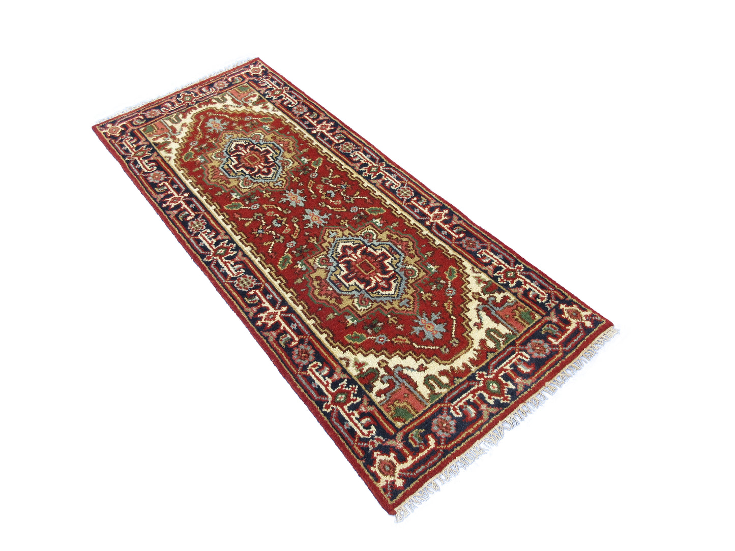 Hand-Knotted Traditional Serapi Runner Rug - 5.9' x 2.5' Pure Wool (Rust Blue)