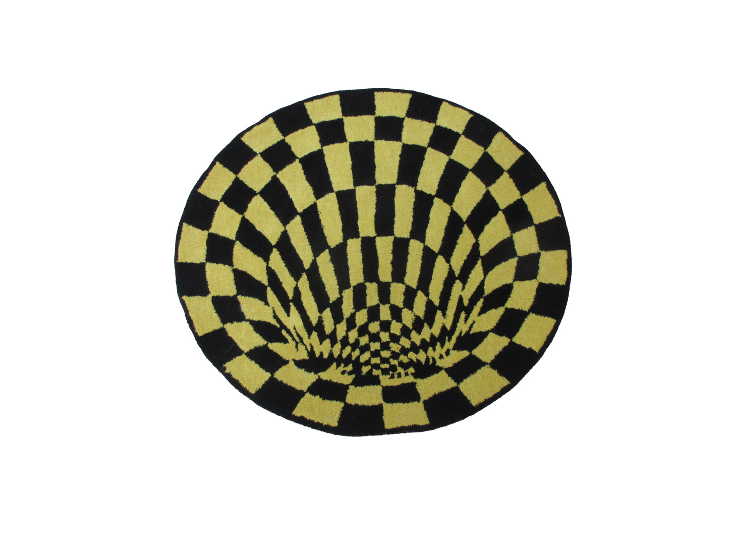 3.10 ft Round Illusion Rug | Black & Gold Vortex Living Room, Bedroom, Playroom Carpet