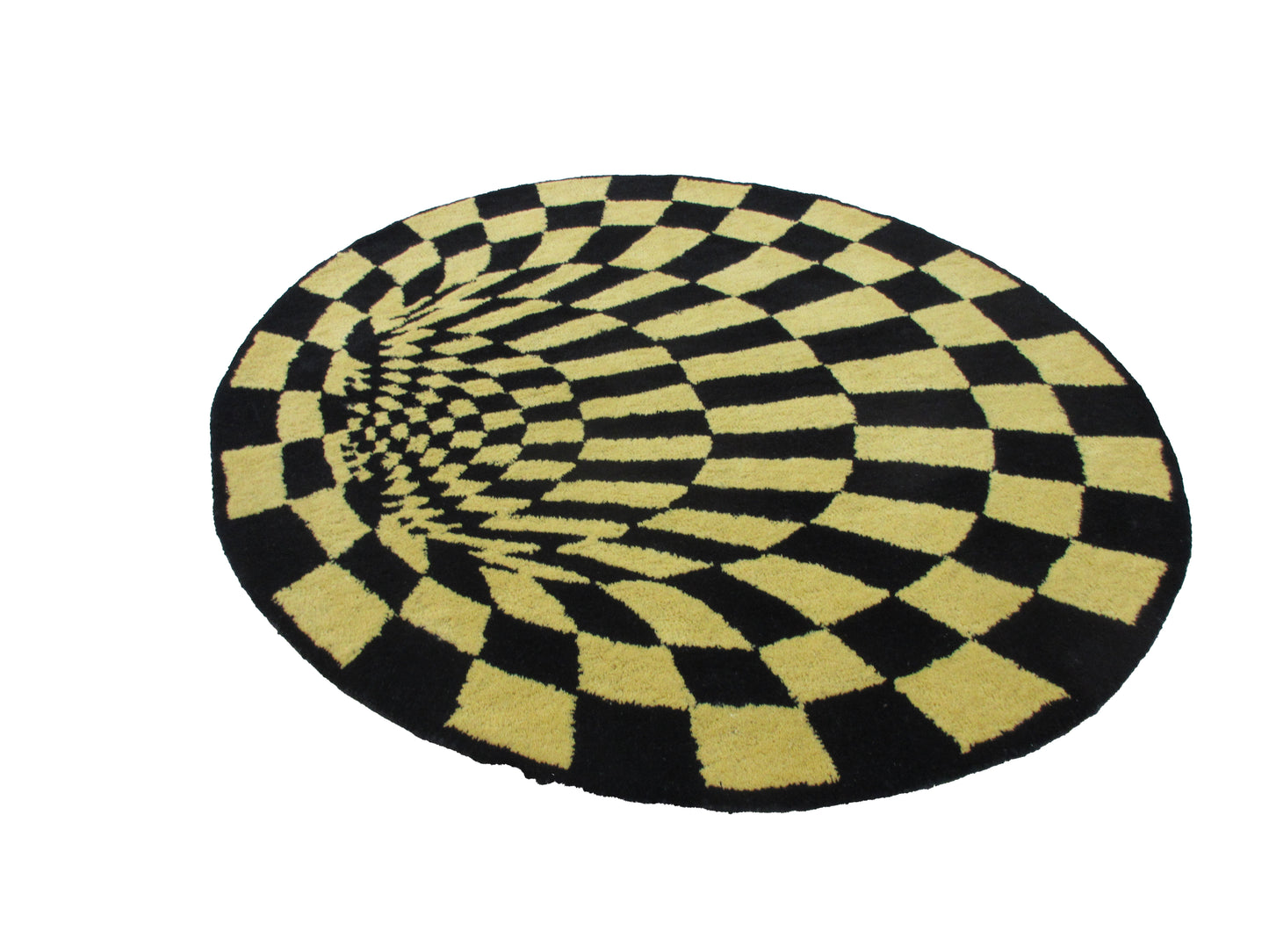 3.10 ft Round Illusion Rug | Black & Gold Vortex Living Room, Bedroom, Playroom Carpet