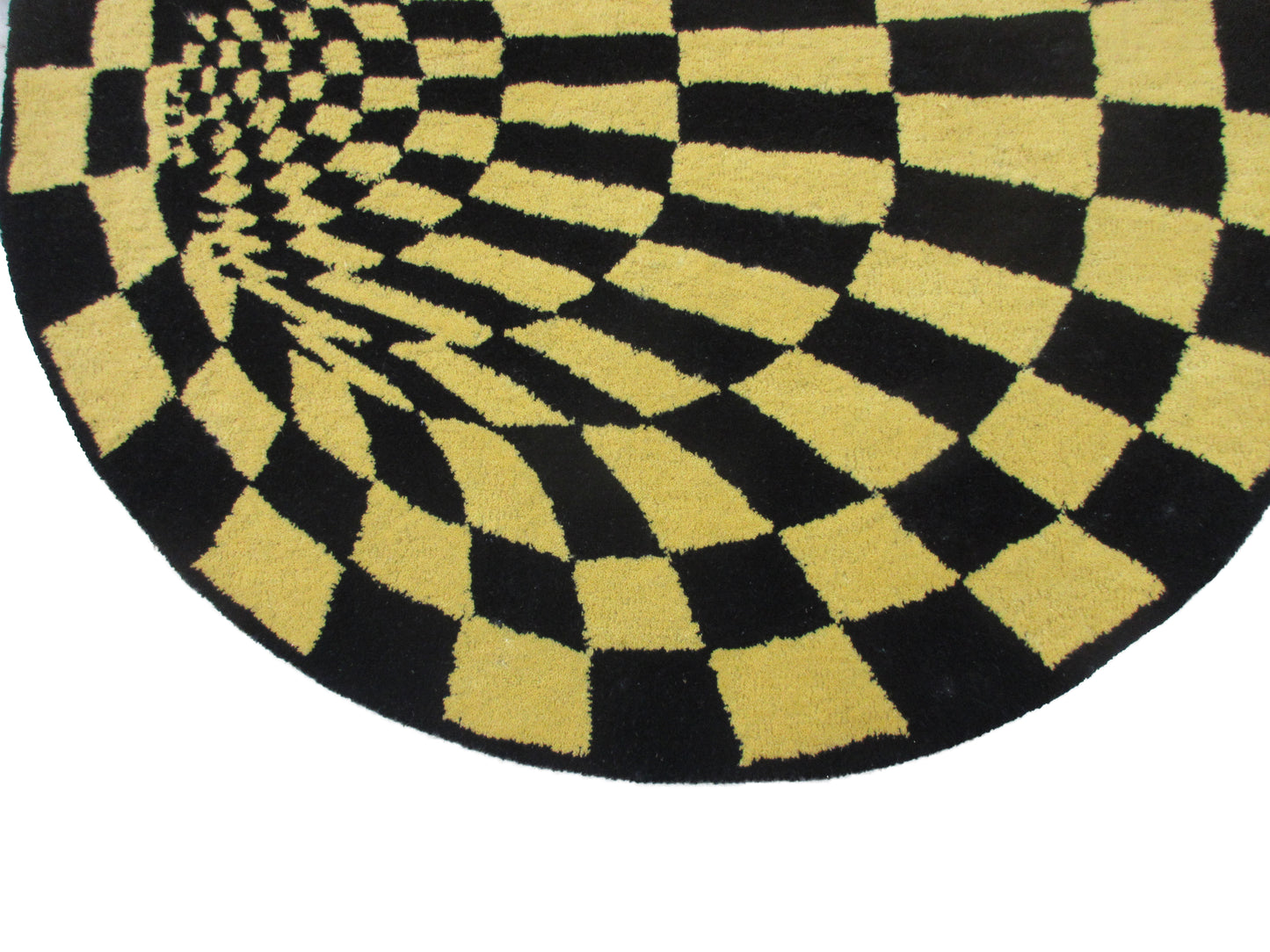 3.10 ft Round Illusion Rug | Black & Gold Vortex Living Room, Bedroom, Playroom Carpet