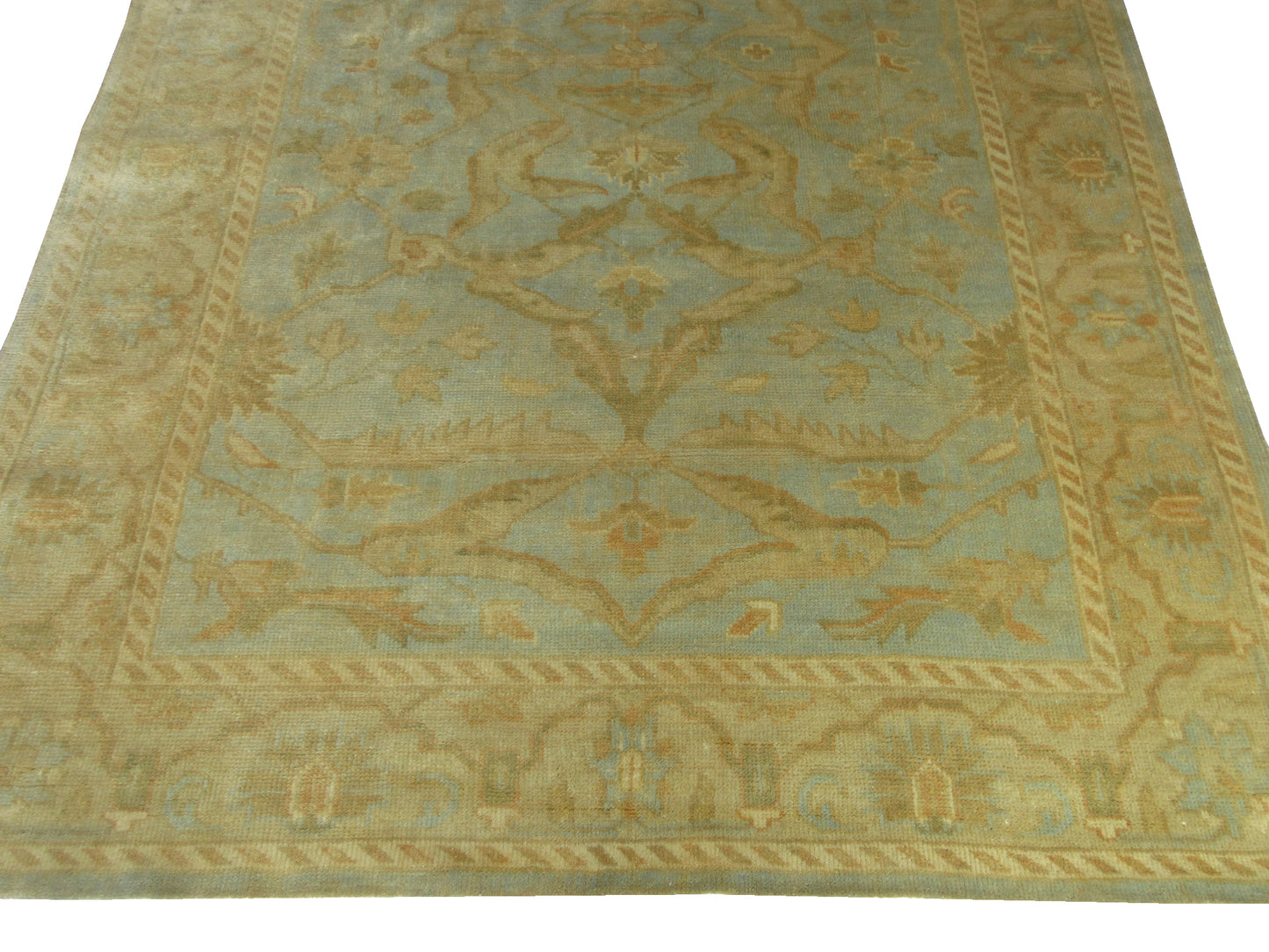 Vintage Hand-Knotted Oushak Rug 8.3x5.7ft | Soft Earth Tones | High-Quality Wool | Living Room