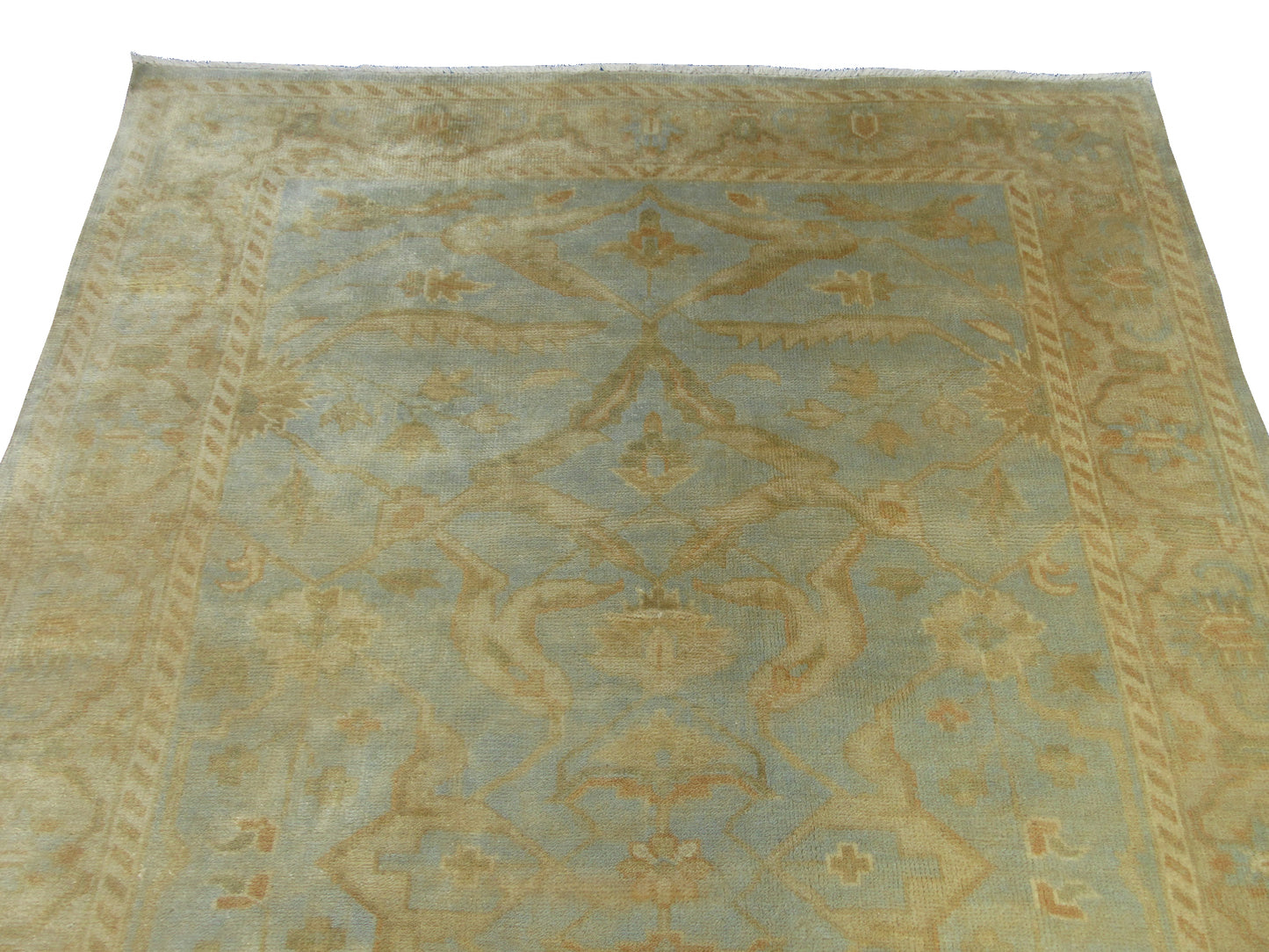 Vintage Hand-Knotted Oushak Rug 8.3x5.7ft | Soft Earth Tones | High-Quality Wool | Living Room