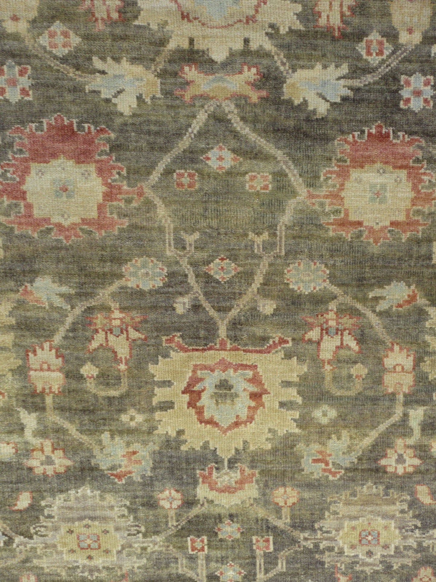 Fine Oushak Hand-Knotted Area Rug 8.4x 5.8 Feet Vibrant Floral Design Area Rug Living Room