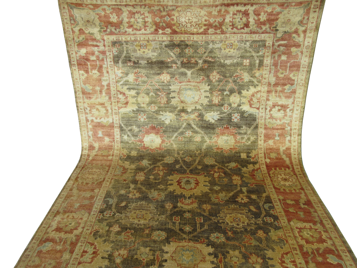 Fine Oushak Hand-Knotted Area Rug 8.4x 5.8 Feet Vibrant Floral Design Area Rug Living Room