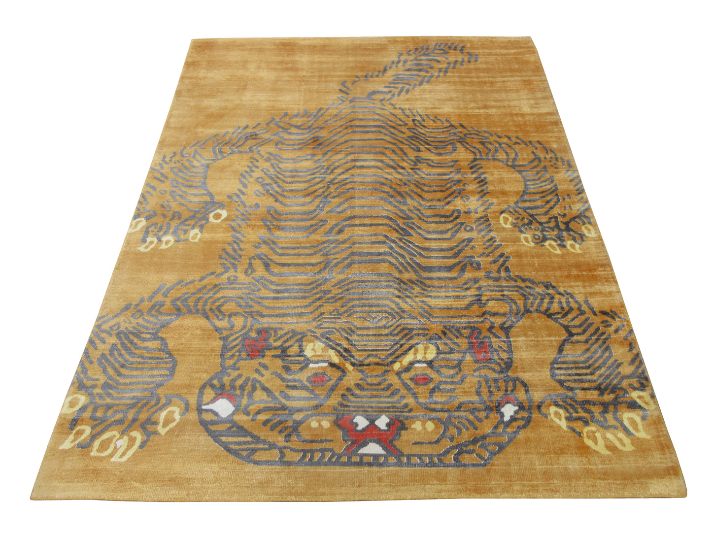 Handmade Tibetan Tiger Rug -Vintage Silk Wool Blend 7X5ft Any Room, Printed Rug