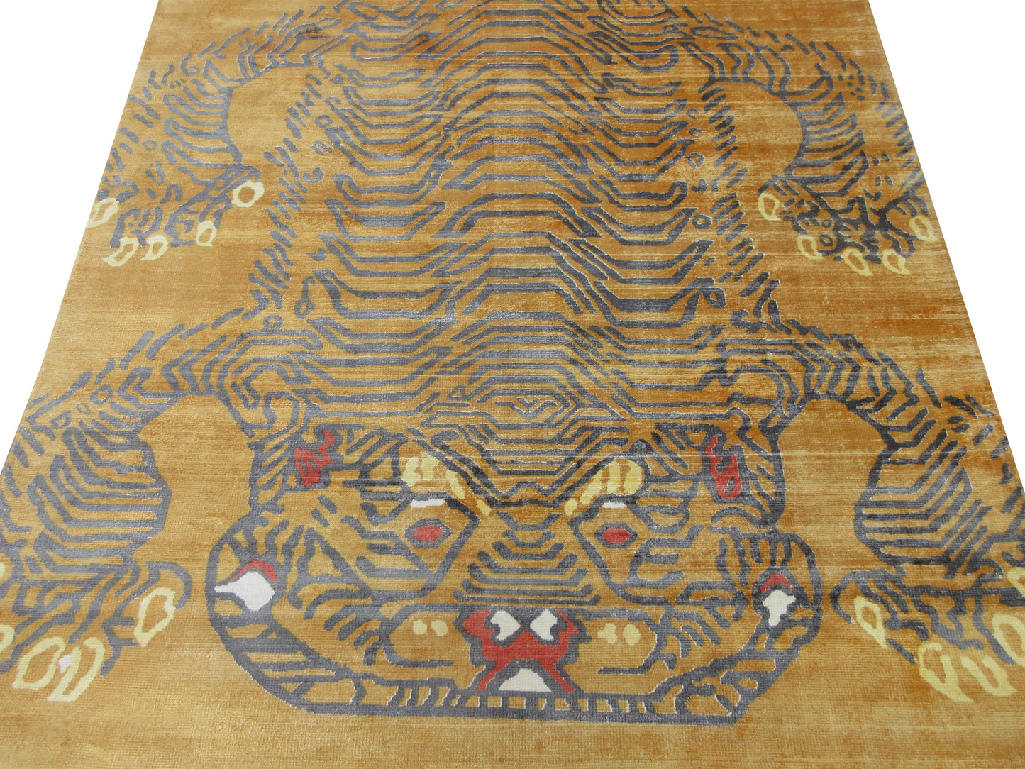 Handmade Tibetan Tiger Rug -Vintage Silk Wool Blend 7X5ft Any Room, Printed Rug