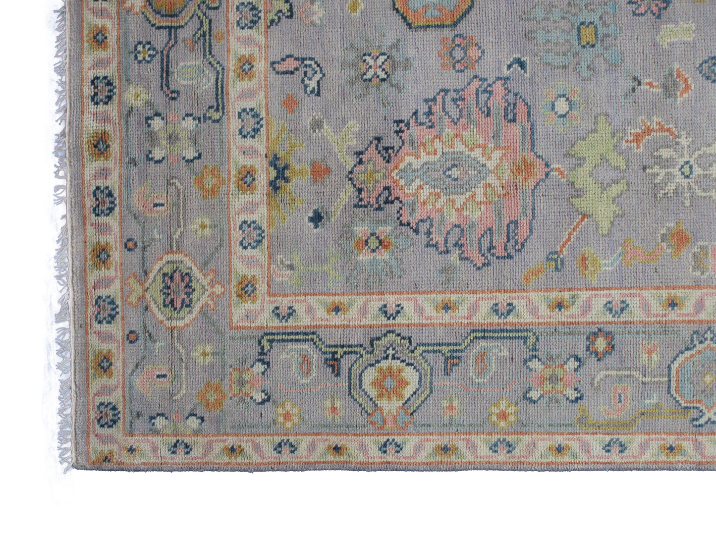 Handmade Oriental Floral Area Rug 10X 8 ft Traditional Design, Soft Grey | Grey Area Rug