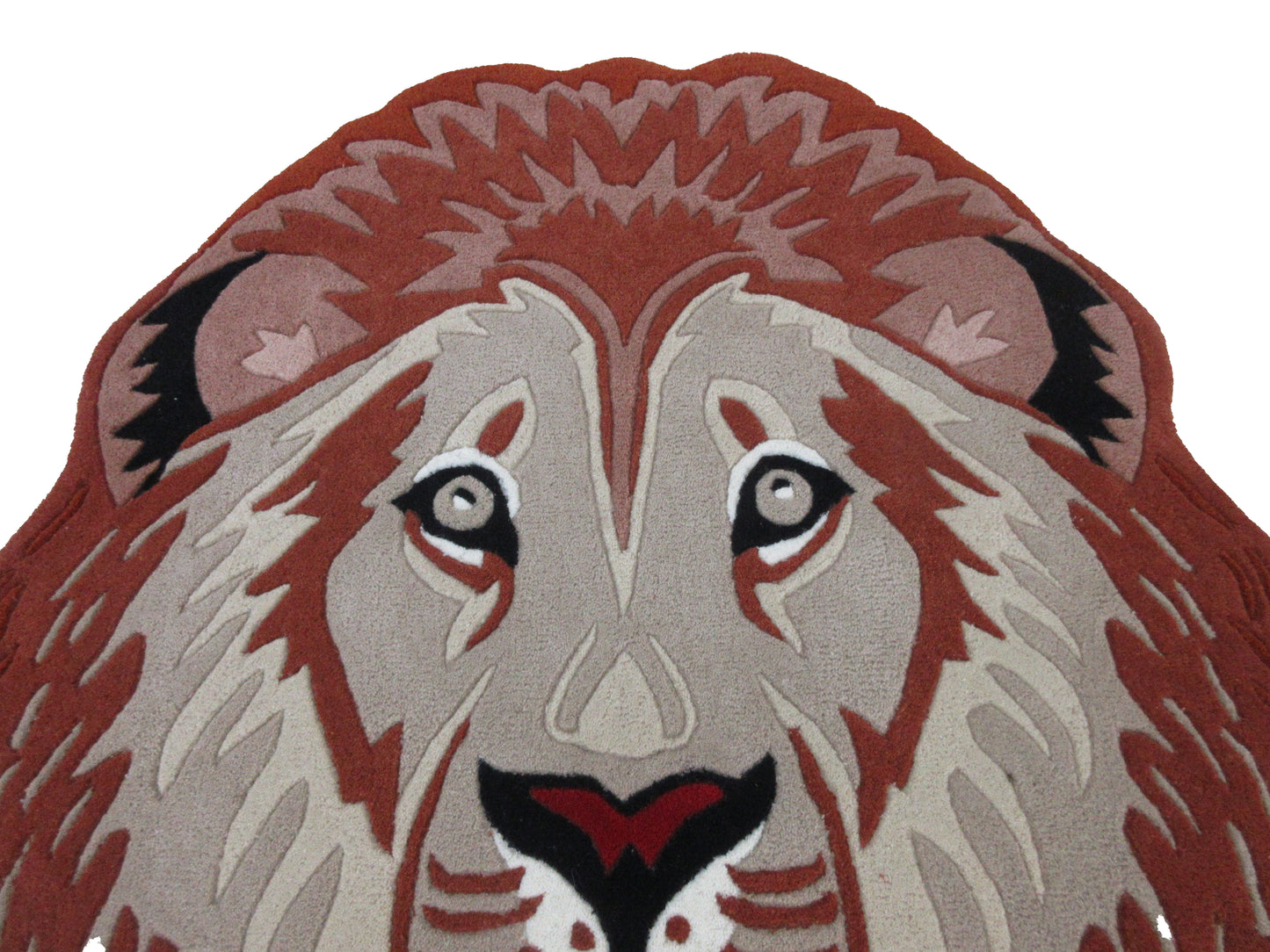 Lion Handtufted Wool Rug 4x4ft - Animal Shaped Carpet for Nursery King of Jungle Rug