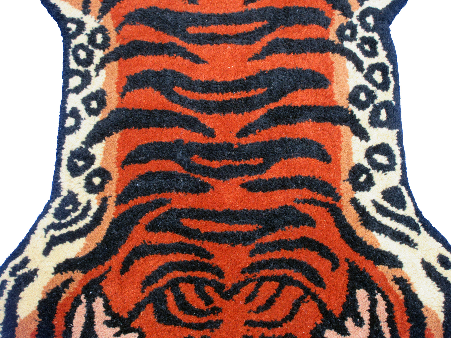 Tibetan Tiger Hand-Tufted Wool Rug, 3X2ft Exotic Decor, Boho Living Room Accent