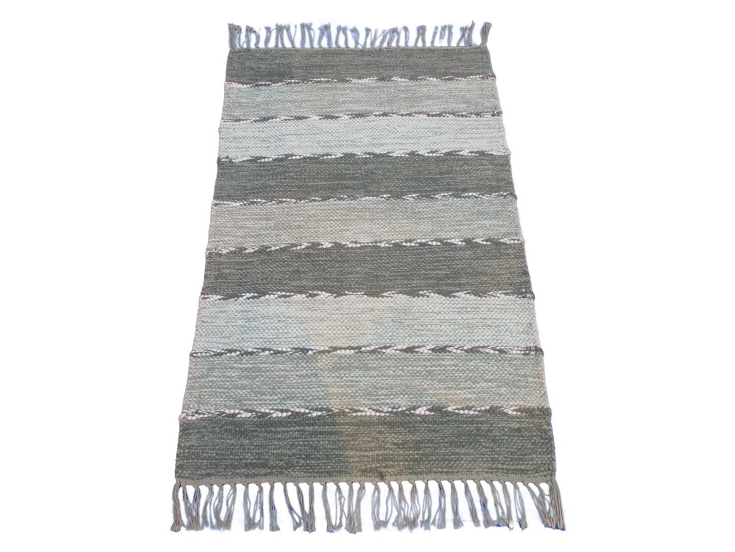 3.0x2.0 Feet Handwoven Multicolor Striped Area Rug with Fringe