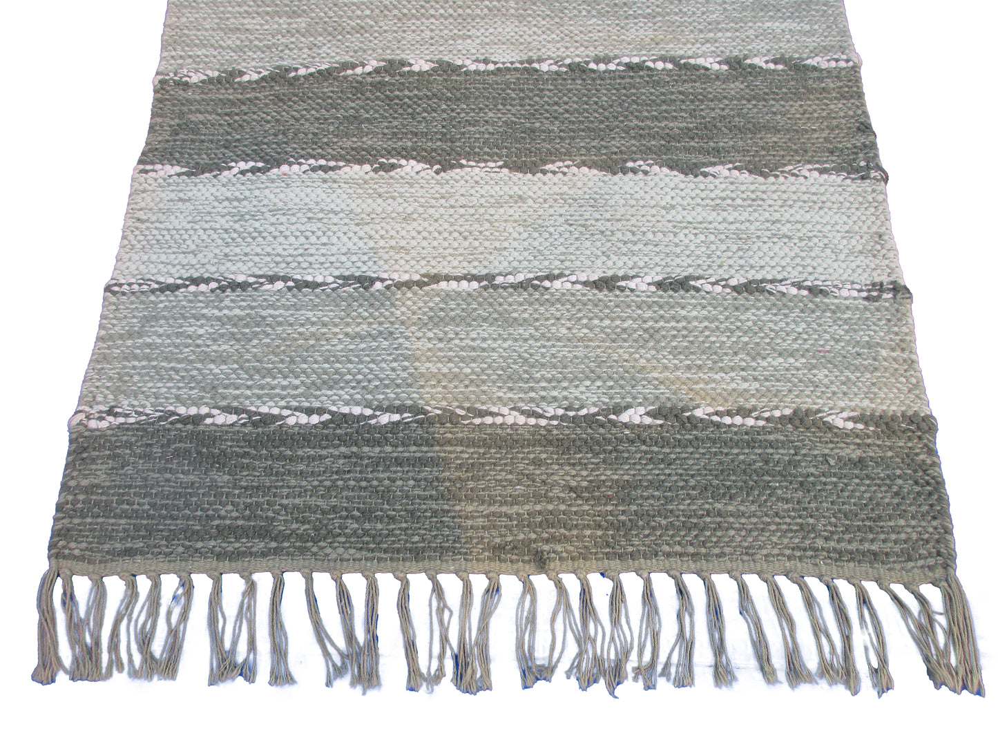 3.0x2.0 Feet Handwoven Multicolor Striped Area Rug with Fringe