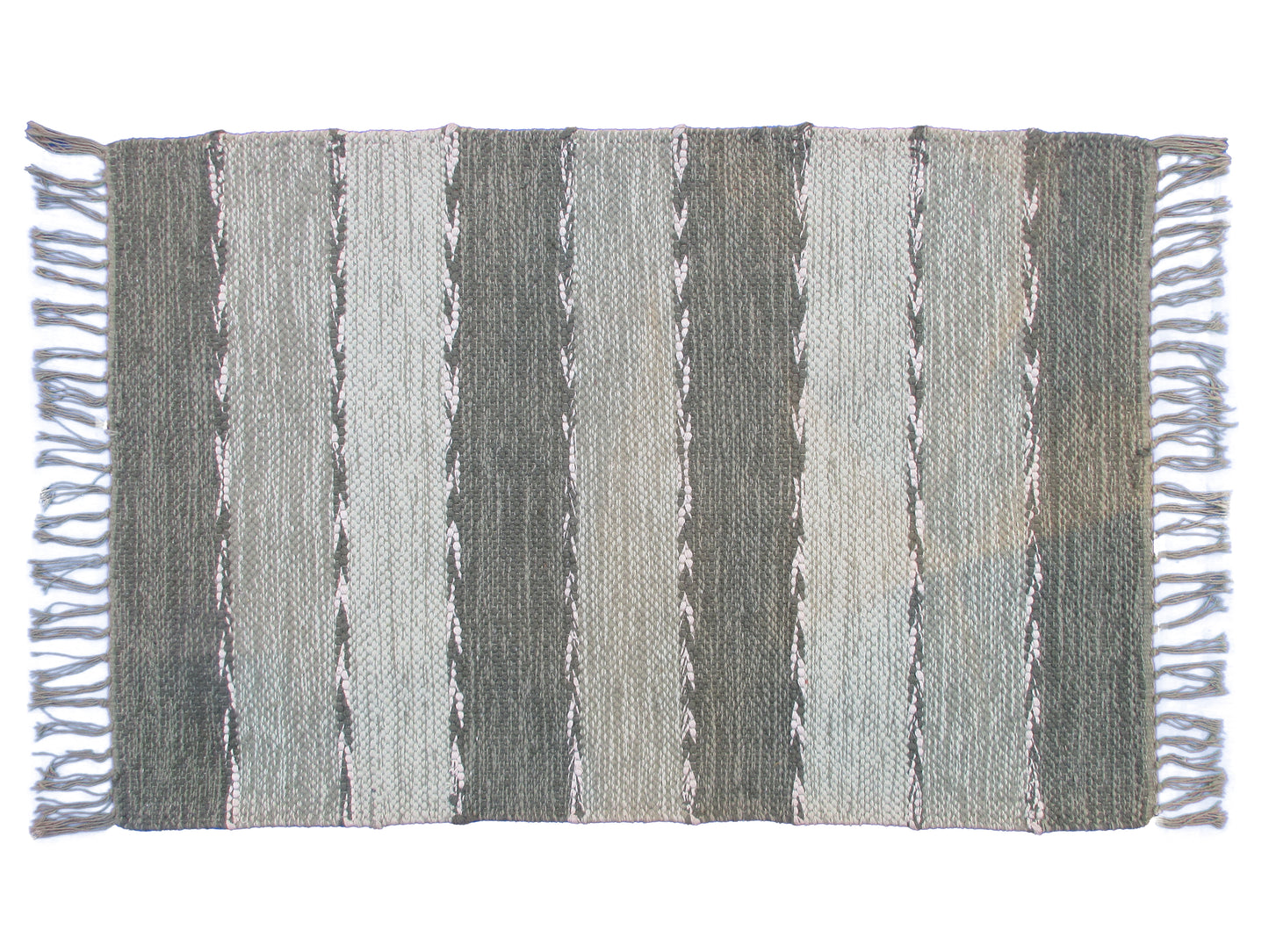 3.0x2.0 Feet Handwoven Multicolor Striped Area Rug with Fringe