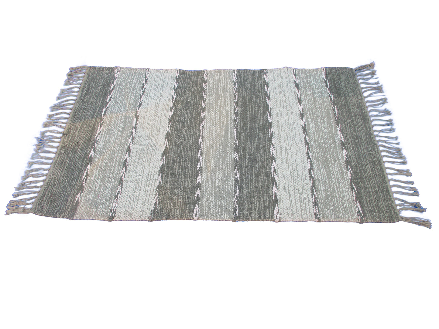 3.0x2.0 Feet Handwoven Multicolor Striped Area Rug with Fringe