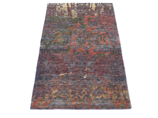 Abstract Rug with Vibrant Colors | Handmade 3.0X2.0 ft Multicolor Wool Home Decor Area Rug