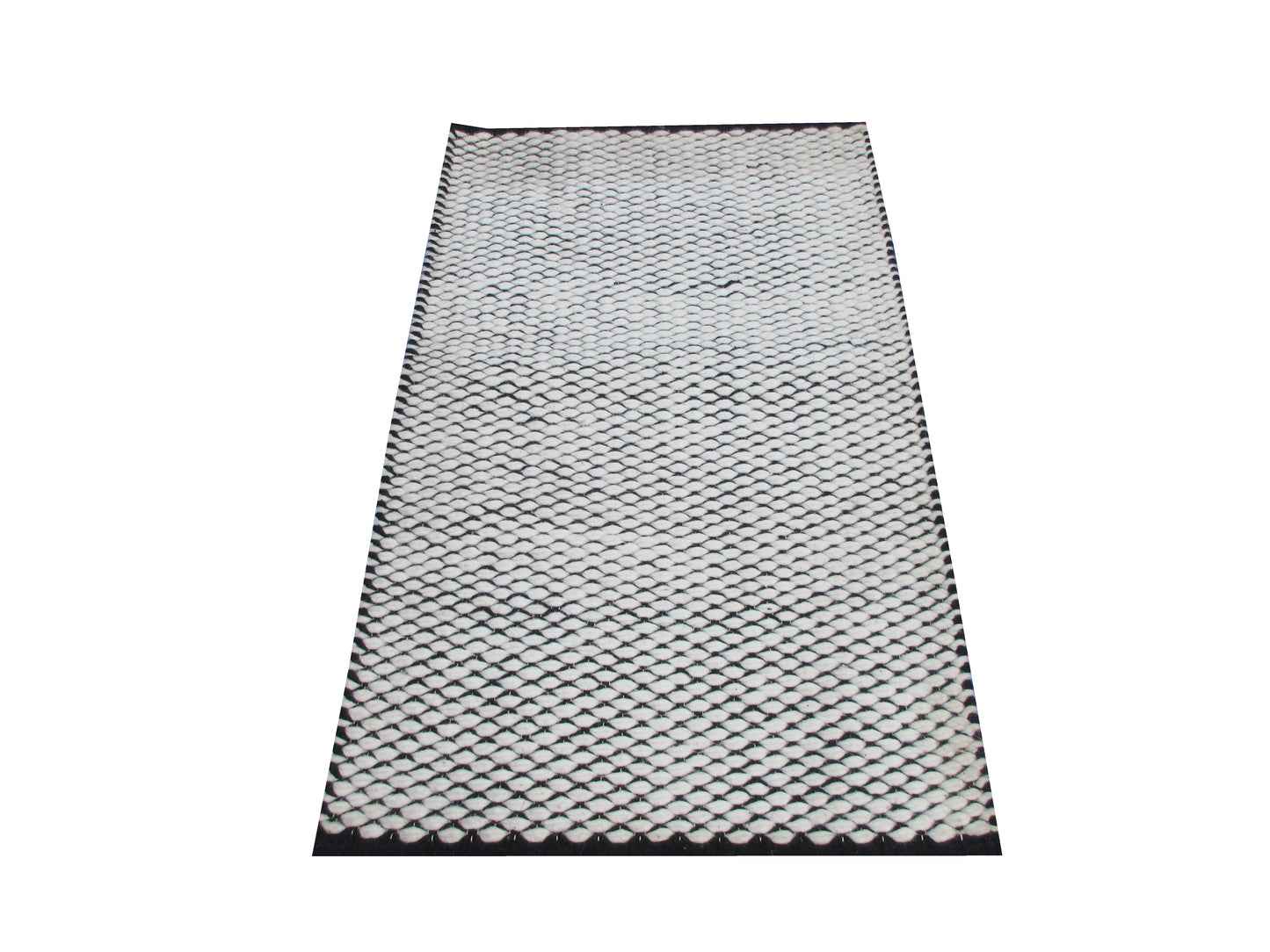 Handwoven Wool Area Rug 3x2 ft - Modern Black and White Pattern - Cozy Living Room Carpet