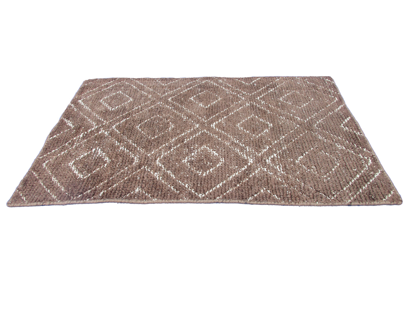 Geometric Berber Rug - Handwoven Wool Rug - Brown and Beige 3.0X2.0 Feet rug