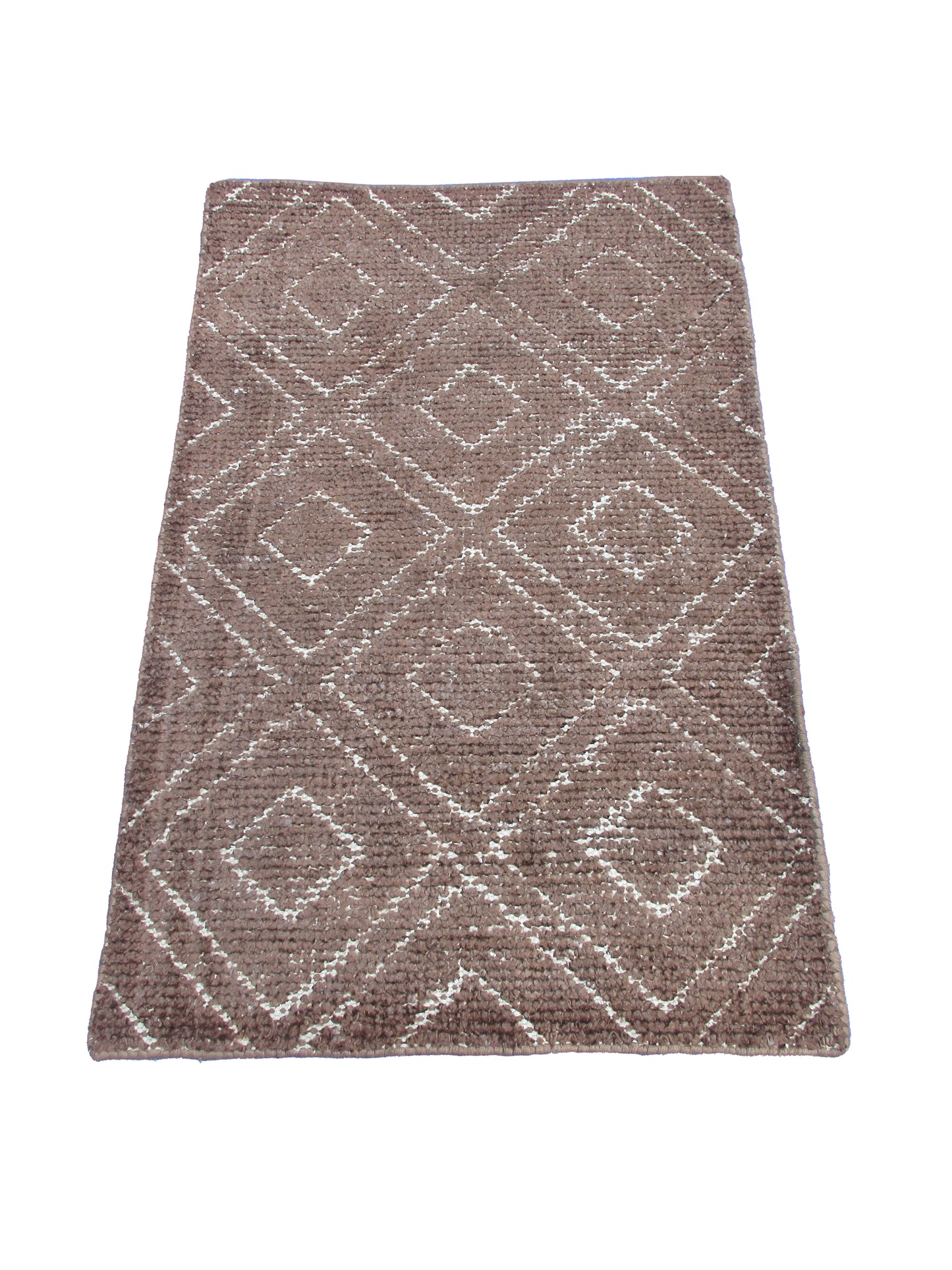 Geometric Berber Rug - Handwoven Wool Rug - Brown and Beige 3.0X2.0 Feet rug