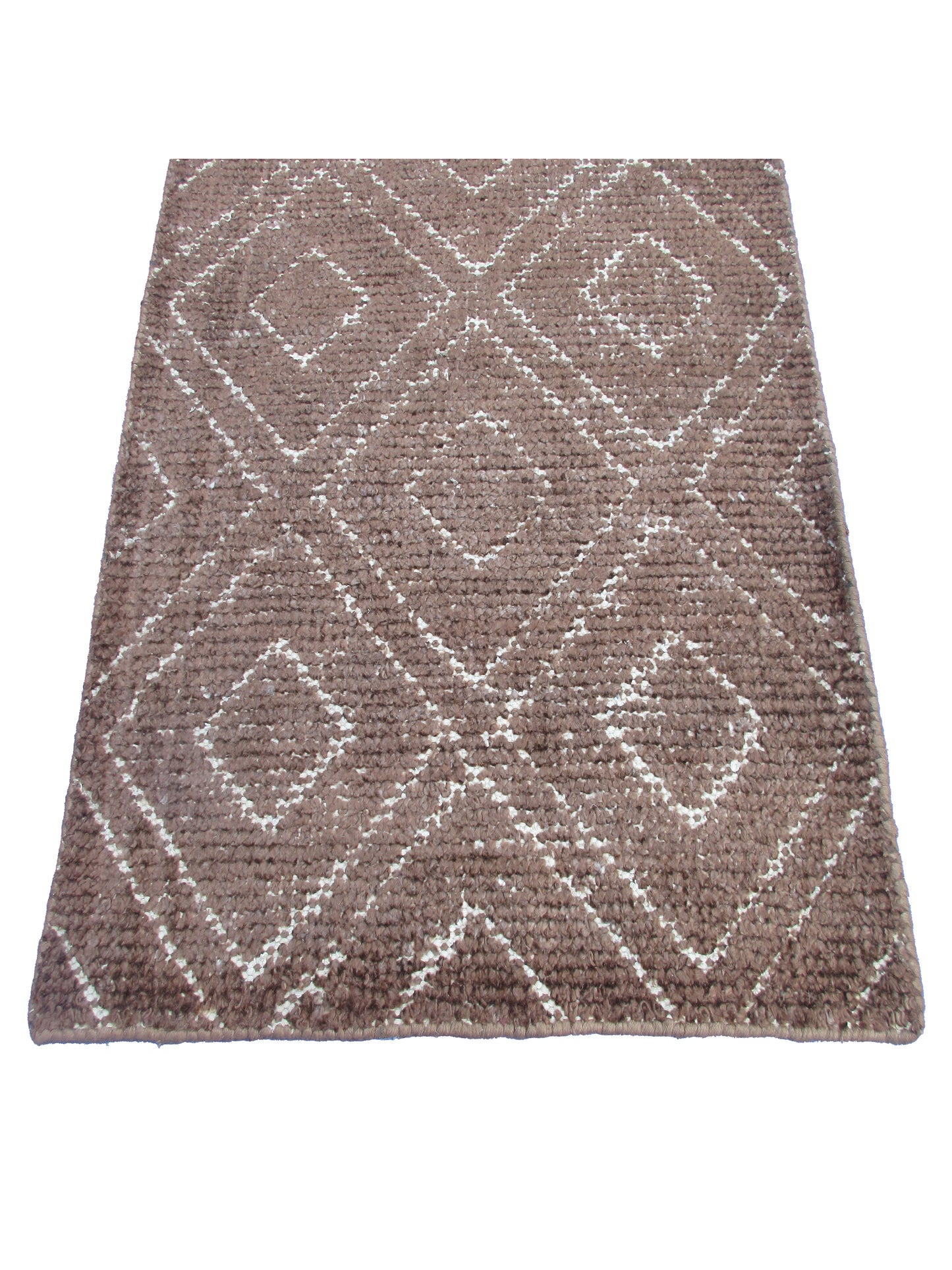 Geometric Berber Rug - Handwoven Wool Rug - Brown and Beige 3.0X2.0 Feet rug