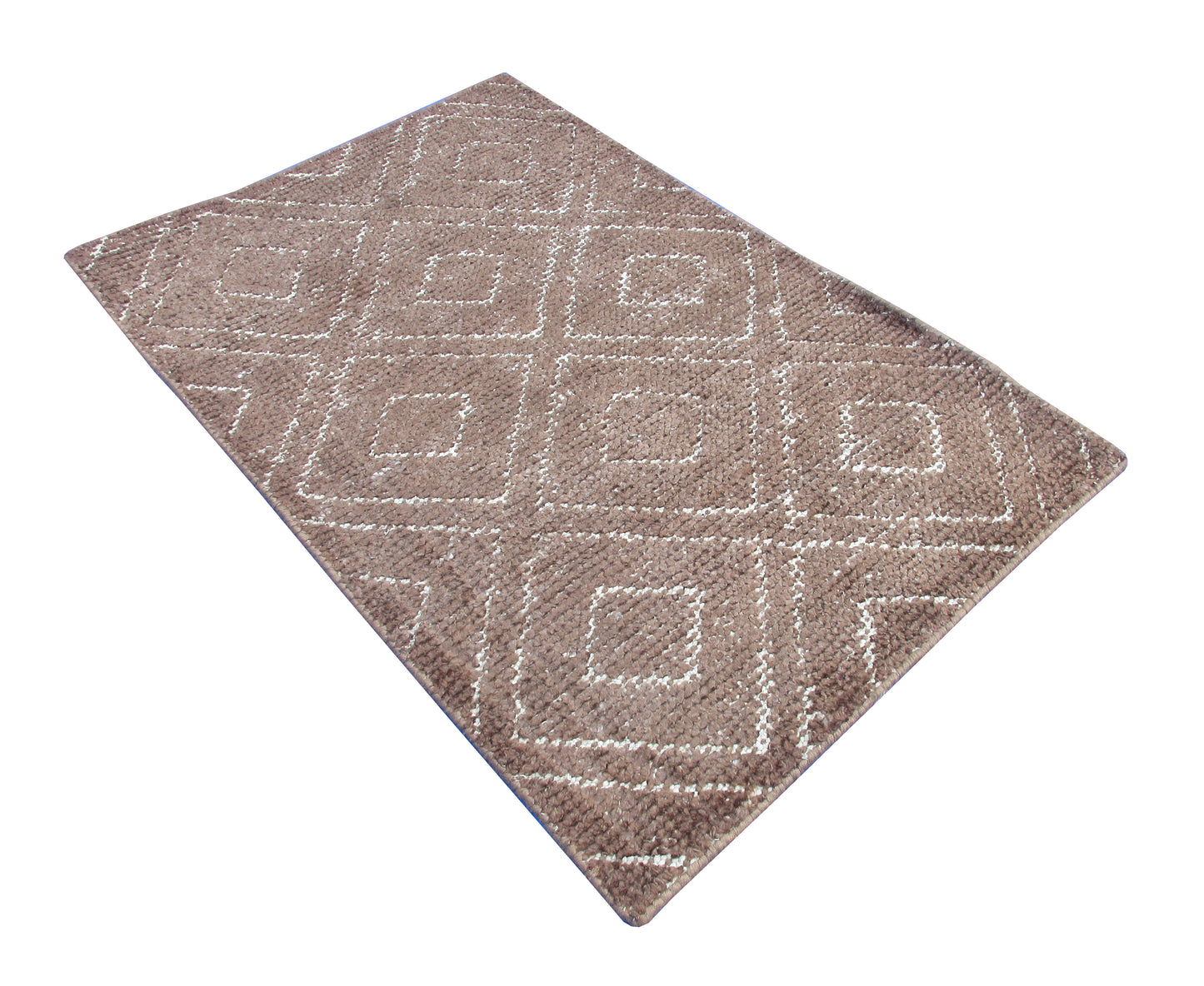 Geometric Berber Rug - Handwoven Wool Rug - Brown and Beige 3.0X2.0 Feet rug