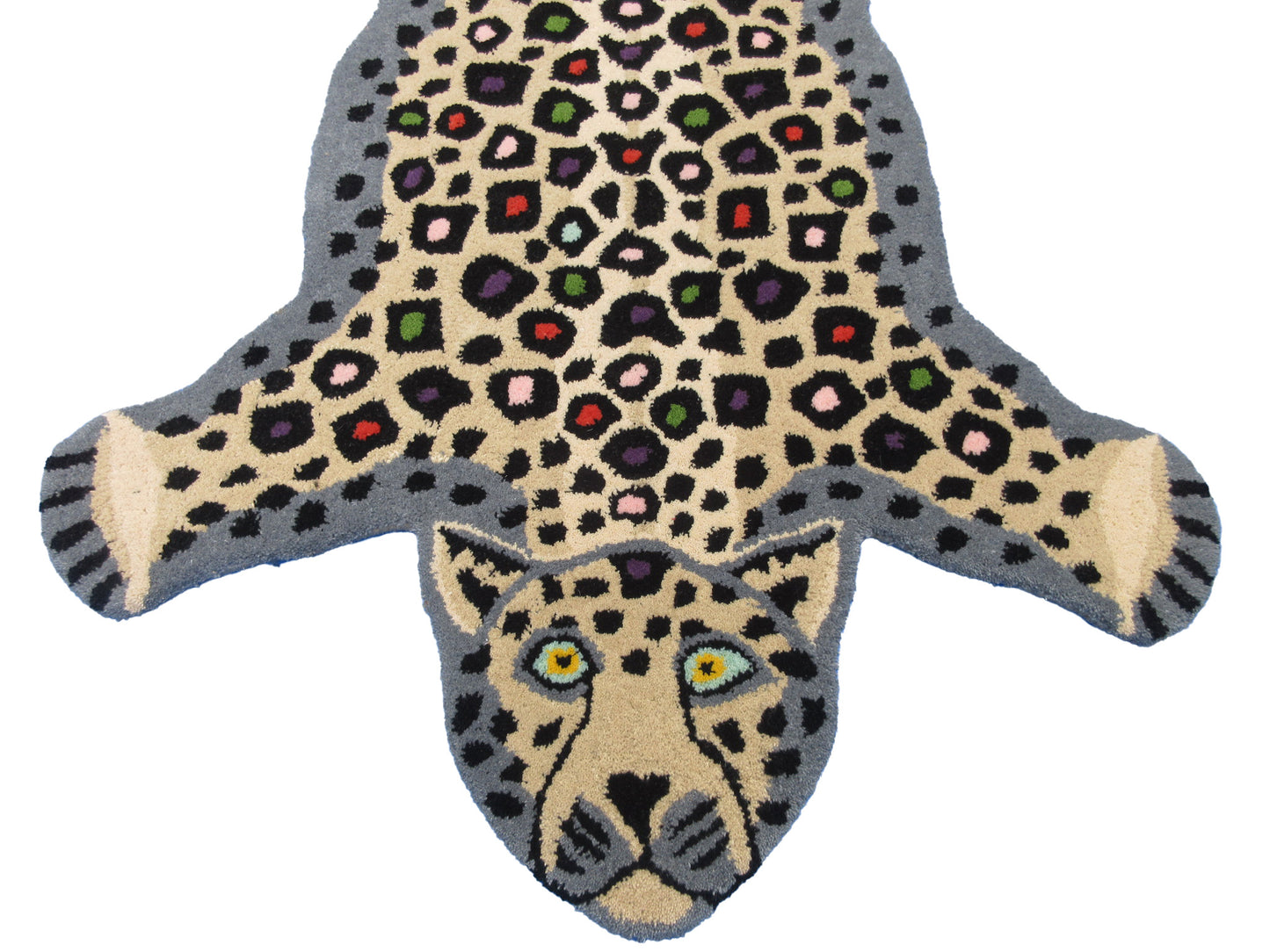 Luxurious Hand-Tufted 3x5ft Leopard Rug with Vibrant Spots - Animal Print Carpet