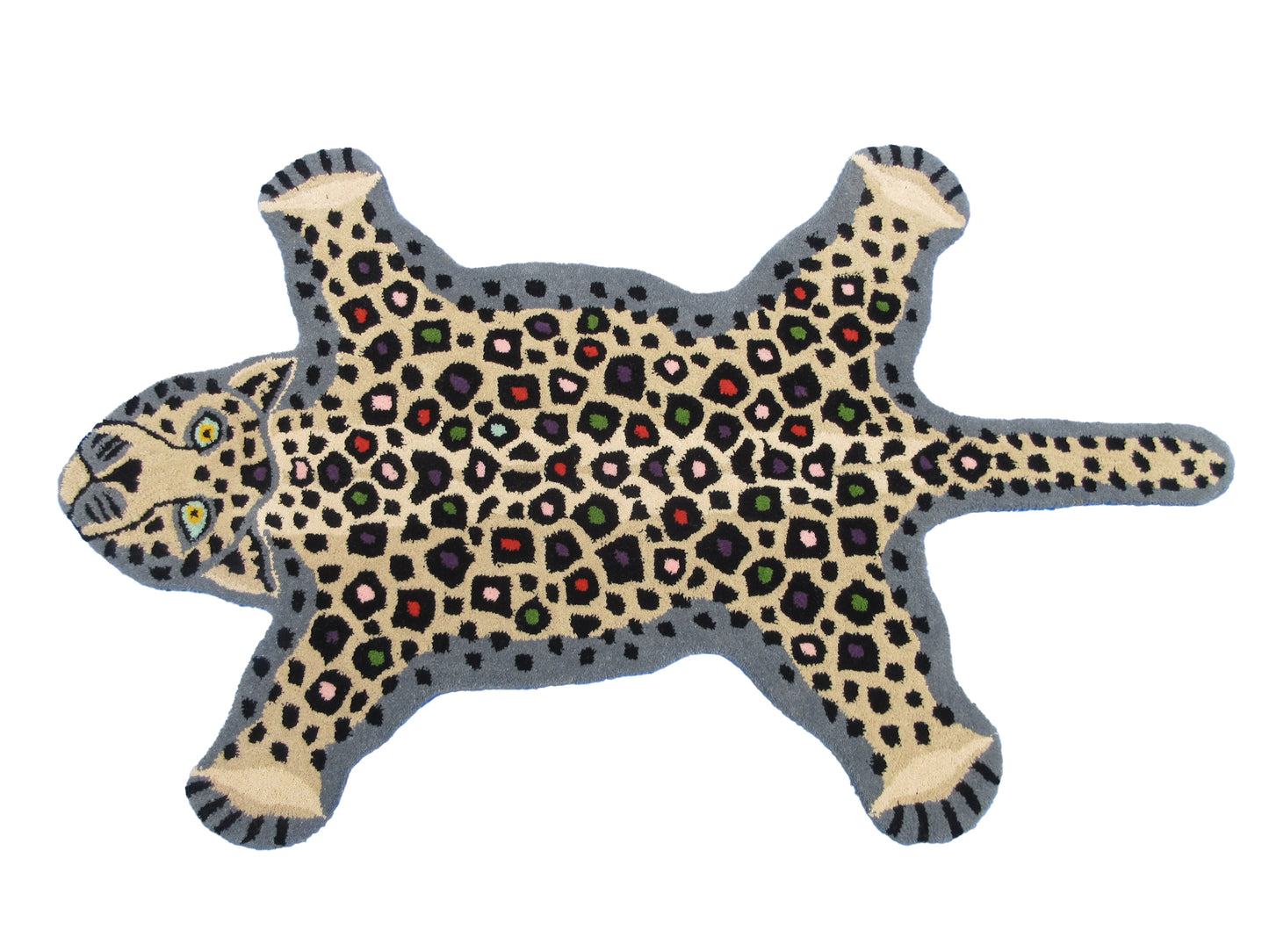 Luxurious Hand-Tufted 3x5ft Leopard Rug with Vibrant Spots - Animal Print Carpet