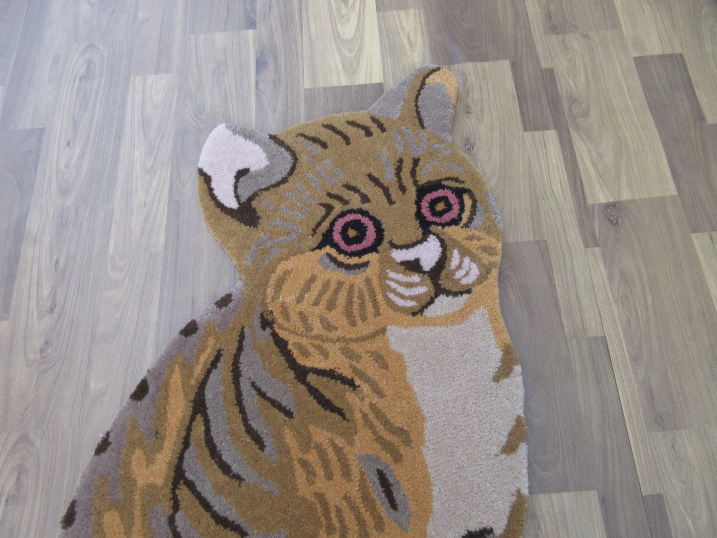 Hand-Tufted Wool Cute Cat Shaped Rug – 3.0 x 2.0 Feet Multicolor Animal Area Rug