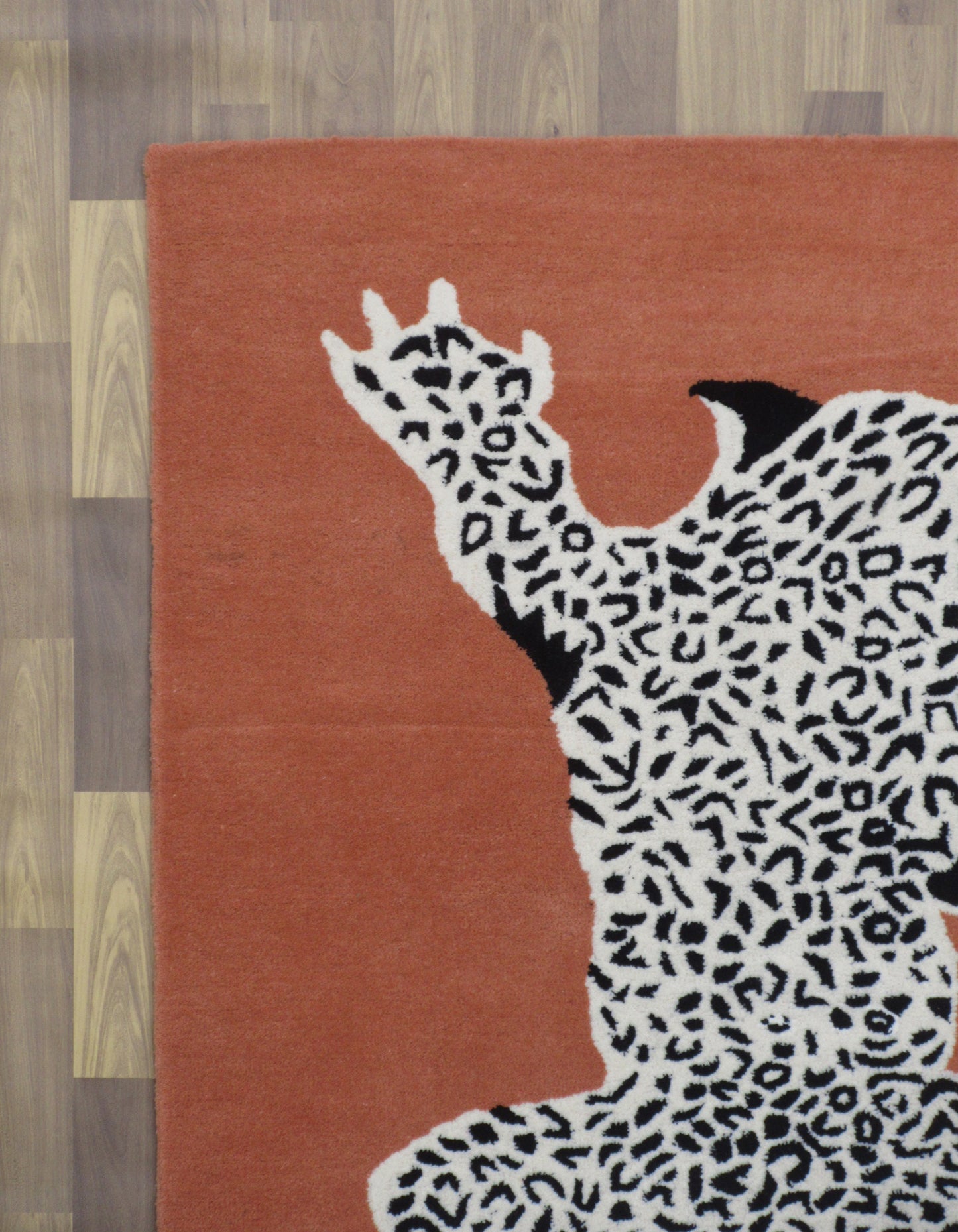 Peach Color 4X6 Feet Handmade Area Rug Climbing Leopard inspired by TRC for Home