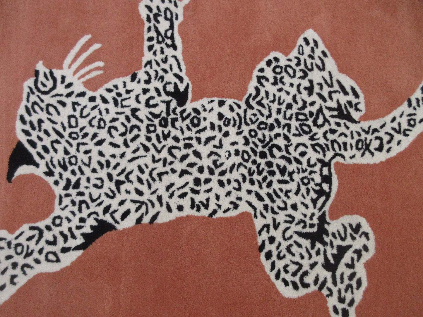 Peach Color 4X6 Feet Handmade Area Rug Climbing Leopard inspired by TRC for Home