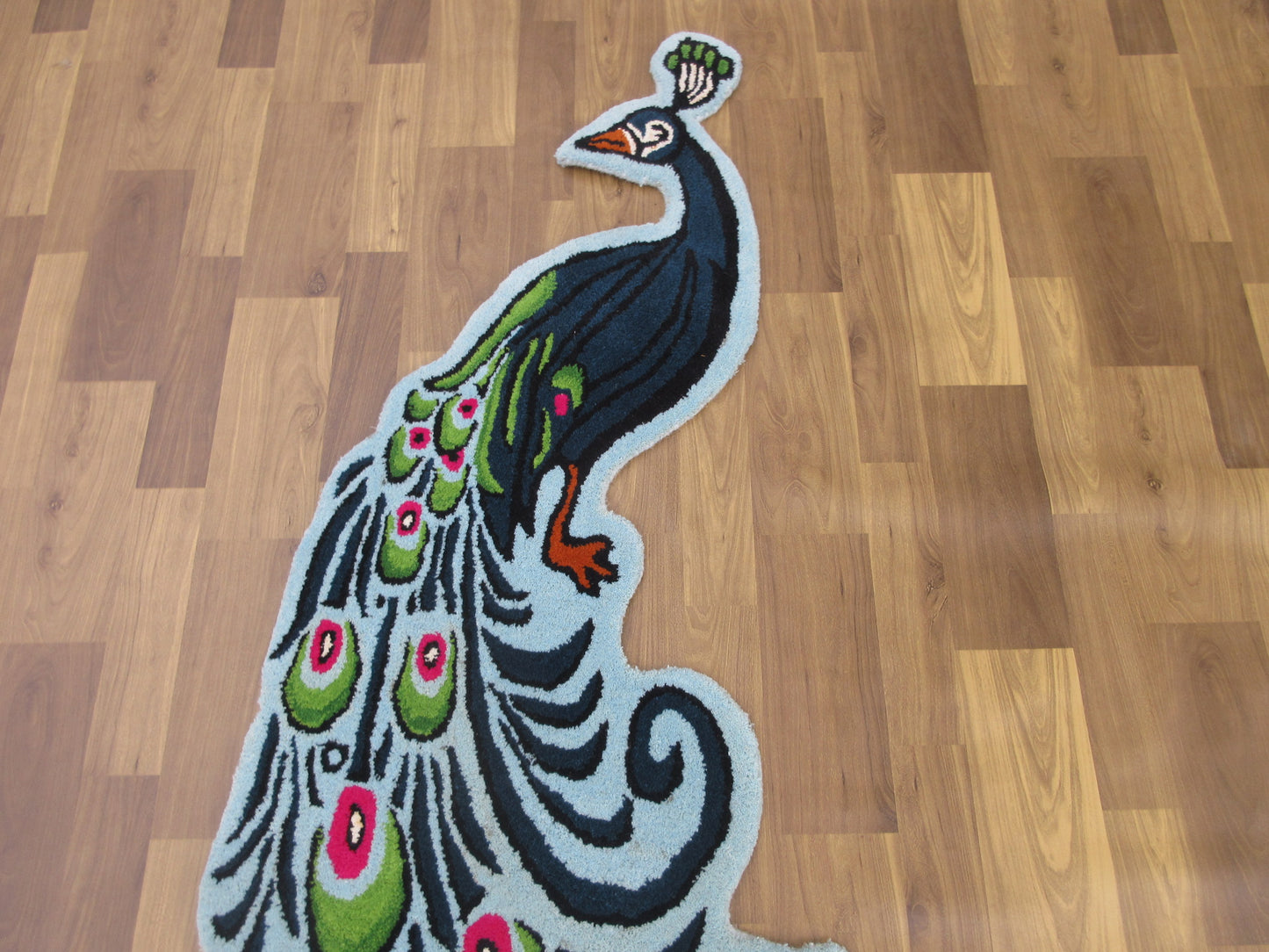 Adorable Hand-Tufted Wool Peacock Rug - Perfect for Play Area (5.0X3.0) ft