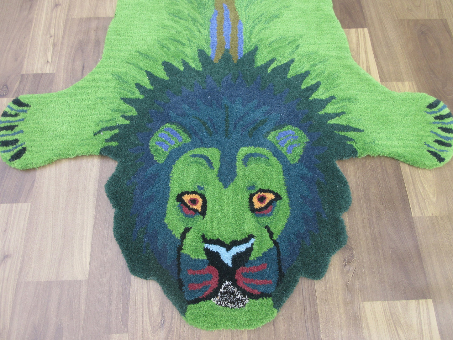 Area Rug 150X90 cm Pure Wool Kids & Living Room Accent Rug Green Lion Carpet