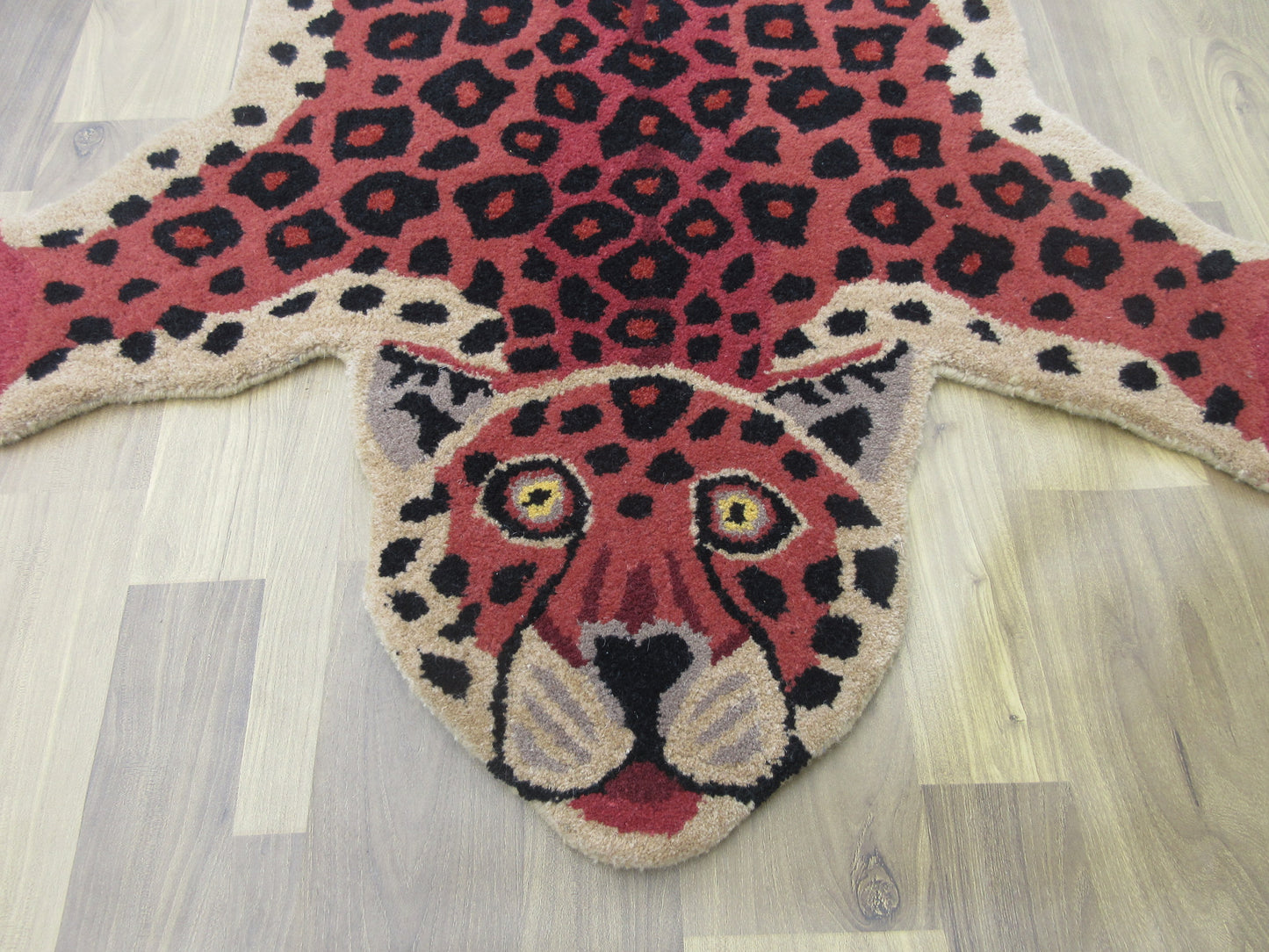 Leopard Area Rug 5x3 ft- Hand-Tufted Wool - Modern Rug Perfect Kids Room Rugs