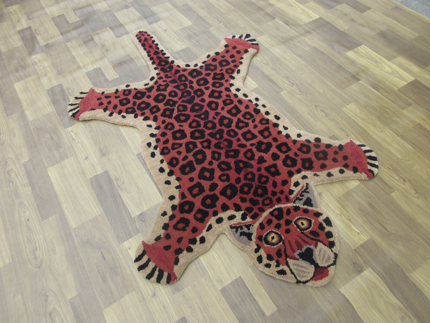 Leopard Area Rug 5x3 ft- Hand-Tufted Wool - Modern Rug Perfect Kids Room Rugs