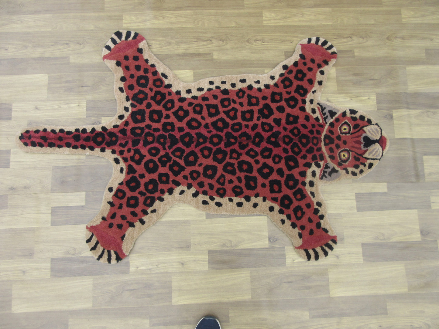 Leopard Area Rug 5x3 ft- Hand-Tufted Wool - Modern Rug Perfect Kids Room Rugs