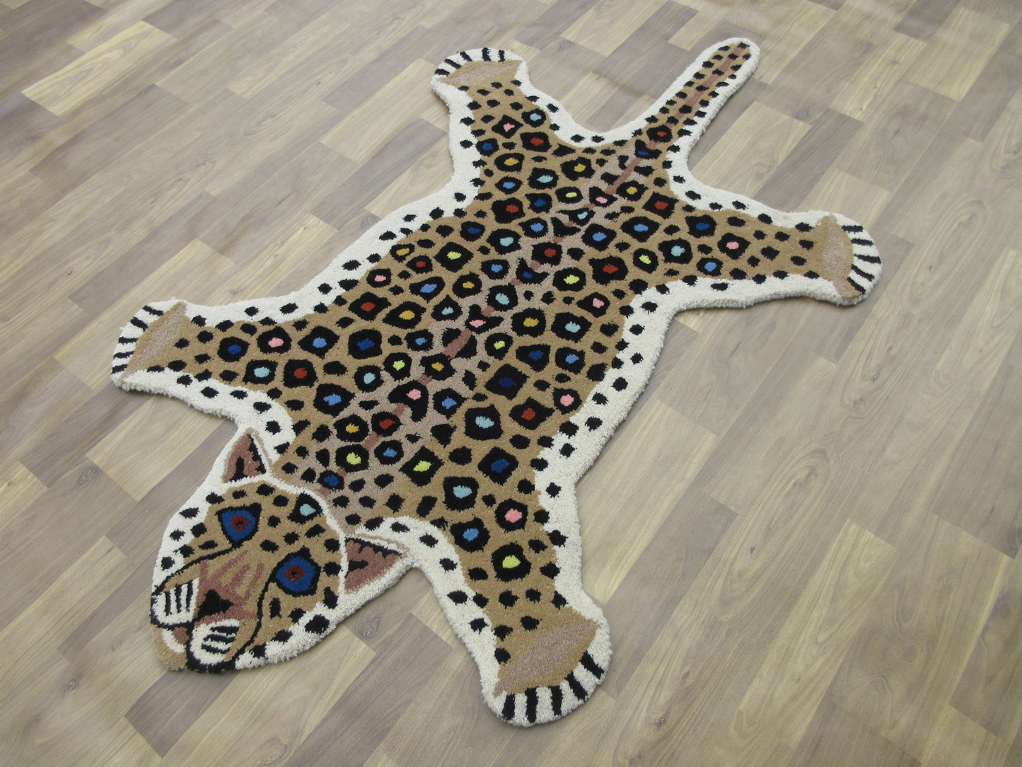 5x3 ft Handmade Leopard Print Animal Rug - Colorful Skin Carpet for Living Room