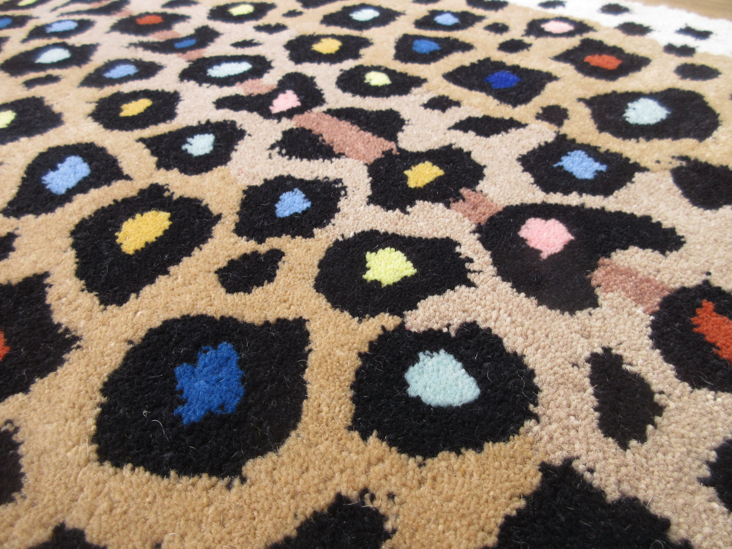 5x3 ft Handmade Leopard Print Animal Rug - Colorful Skin Carpet for Living Room