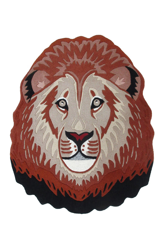 Lion Handtufted Wool Rug 4x4ft - Animal Shaped Carpet for Nursery King of Jungle Rug