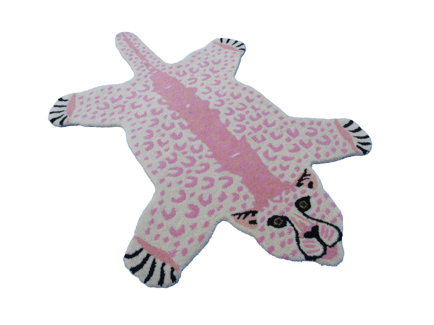 Hand-Tufted Leopard Shape Wool Rug - Playful Pink & Beige Spots (5'x3') Carpet