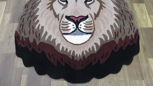 Large Lion Face Wool Area Rug Vibrant/Unique Living Room Bedroom Nursery Decor